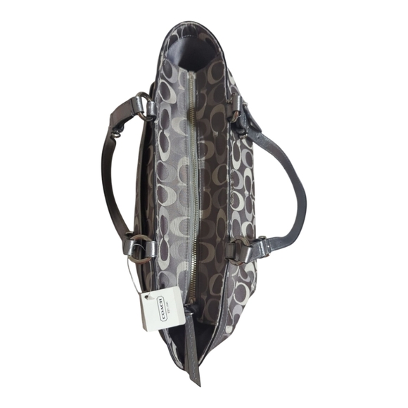 Coach Signature Gallery East West Tote Silver Metallic - Picture 6 of 11